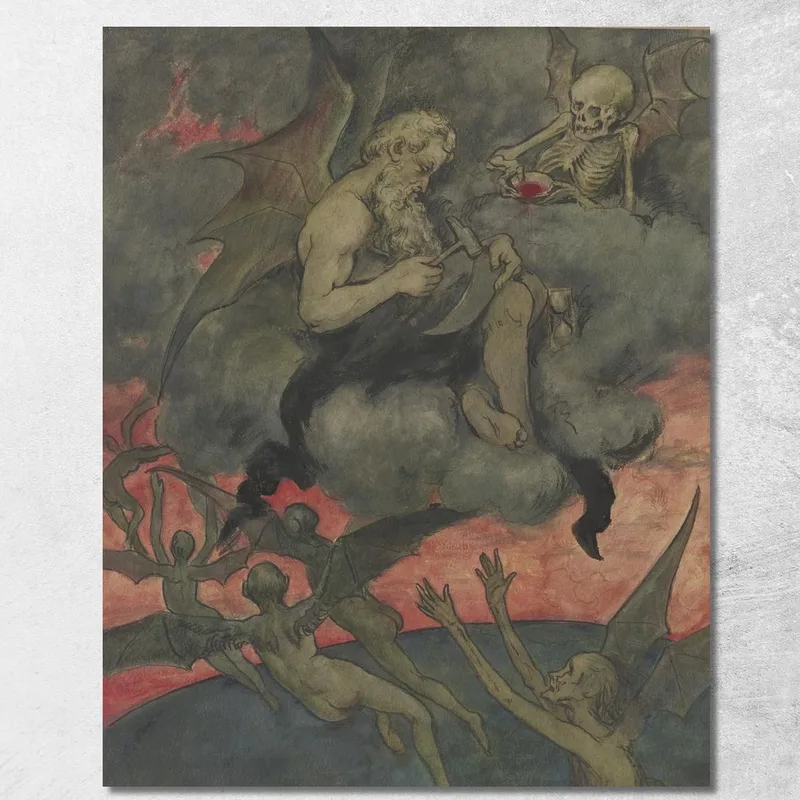 Chronos Schärft Die Sense Hans Thoma drucken auf leinwand