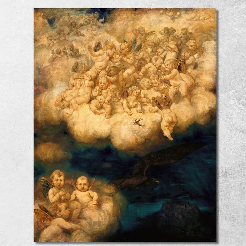 Wolke Von Engeln Hans Thoma drucken auf leinwand