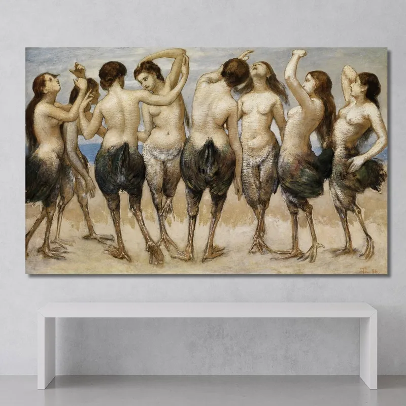 Acht Tanzende Frauen In Vogelgestalt Hans Thoma