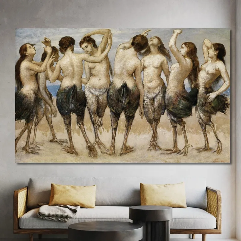 Acht Tanzende Frauen In Vogelgestalt Hans Thoma