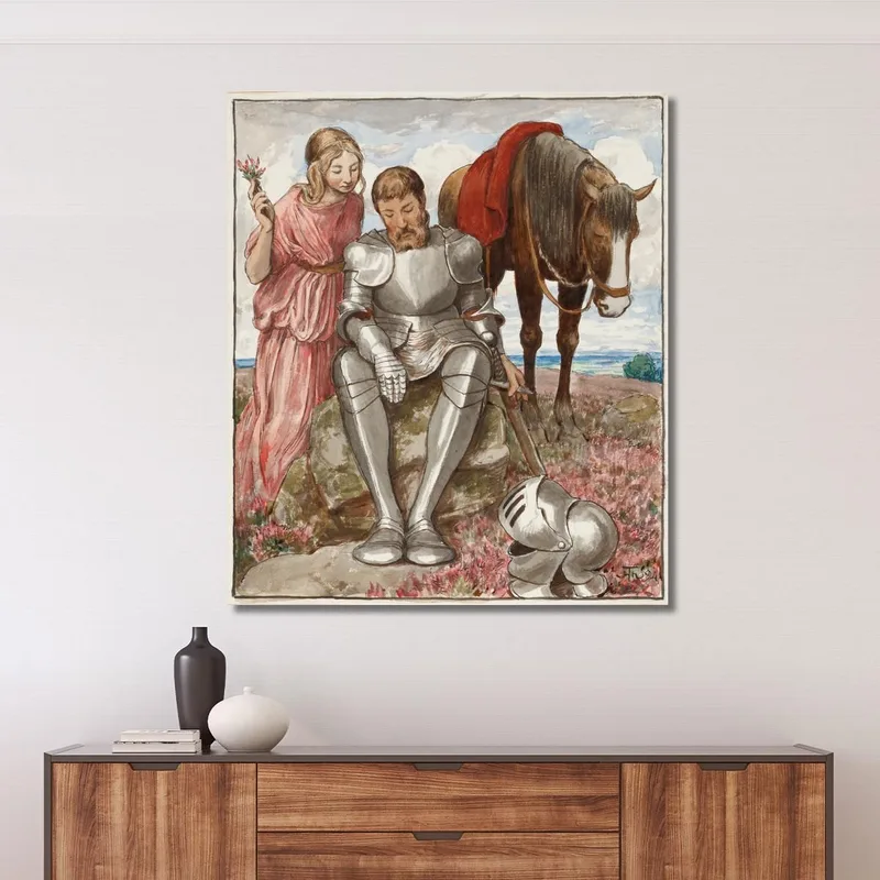 Erika And Seated Knight Hans Thoma