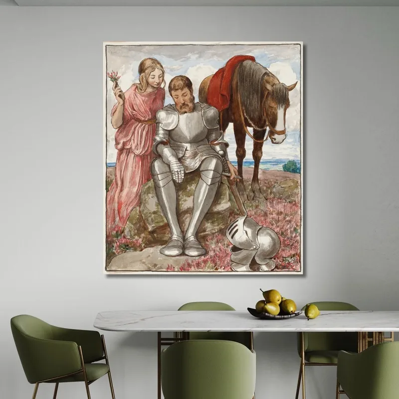 Erika And Seated Knight Hans Thoma