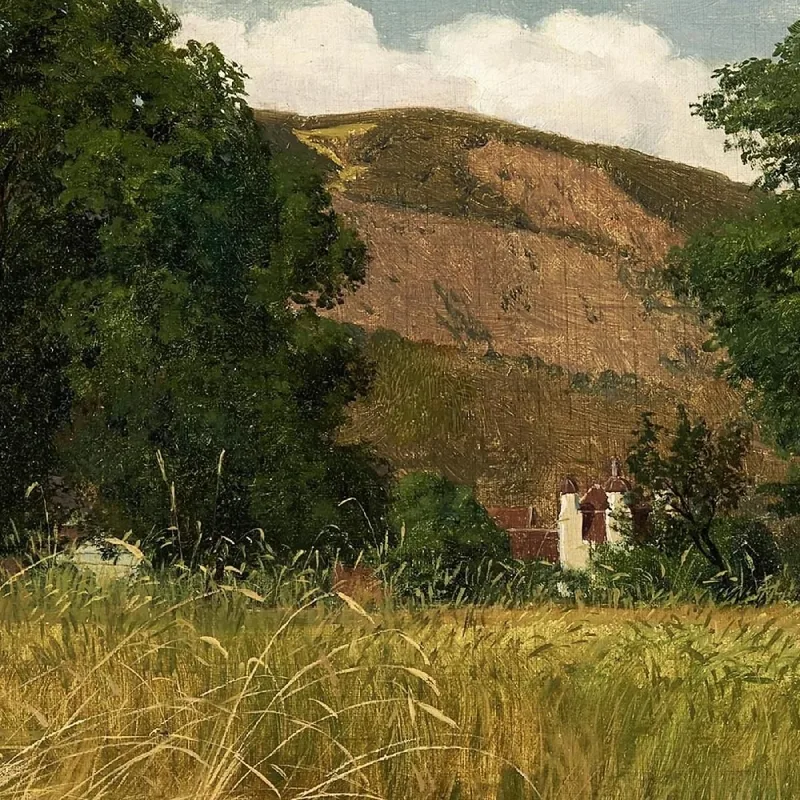 Meadow With Two Big Trees Hans Thoma