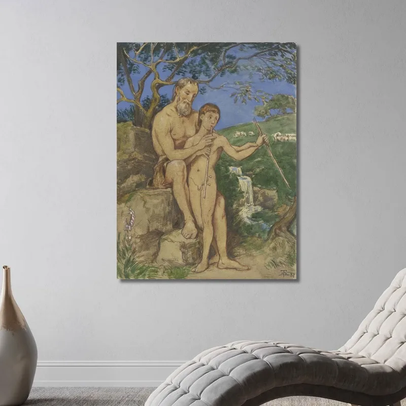 Alter Und Junger Faun Hans Thoma