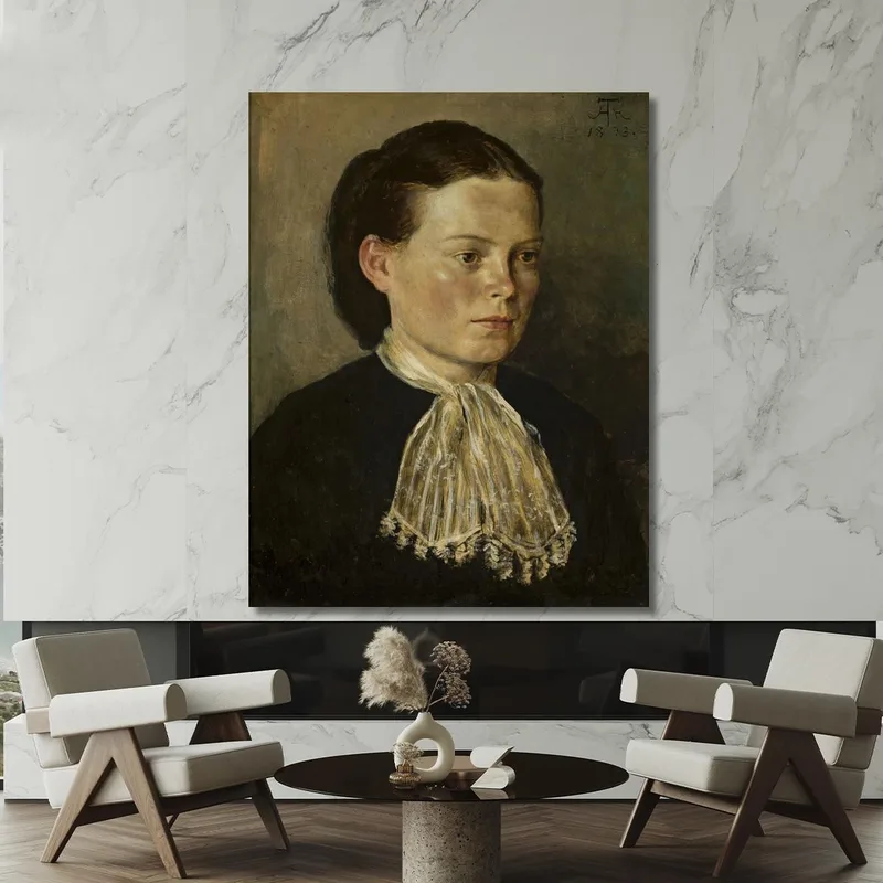 Portrait Of Agathe Artist'S Sister Hans Thoma