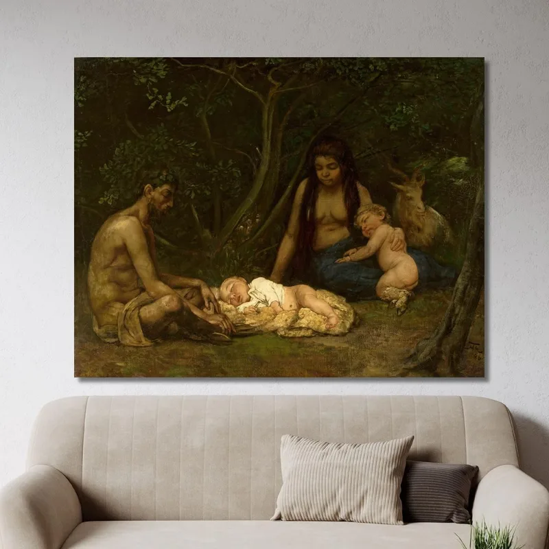 Satyr'S Family Bringing Up Of Zeus Hans Thoma