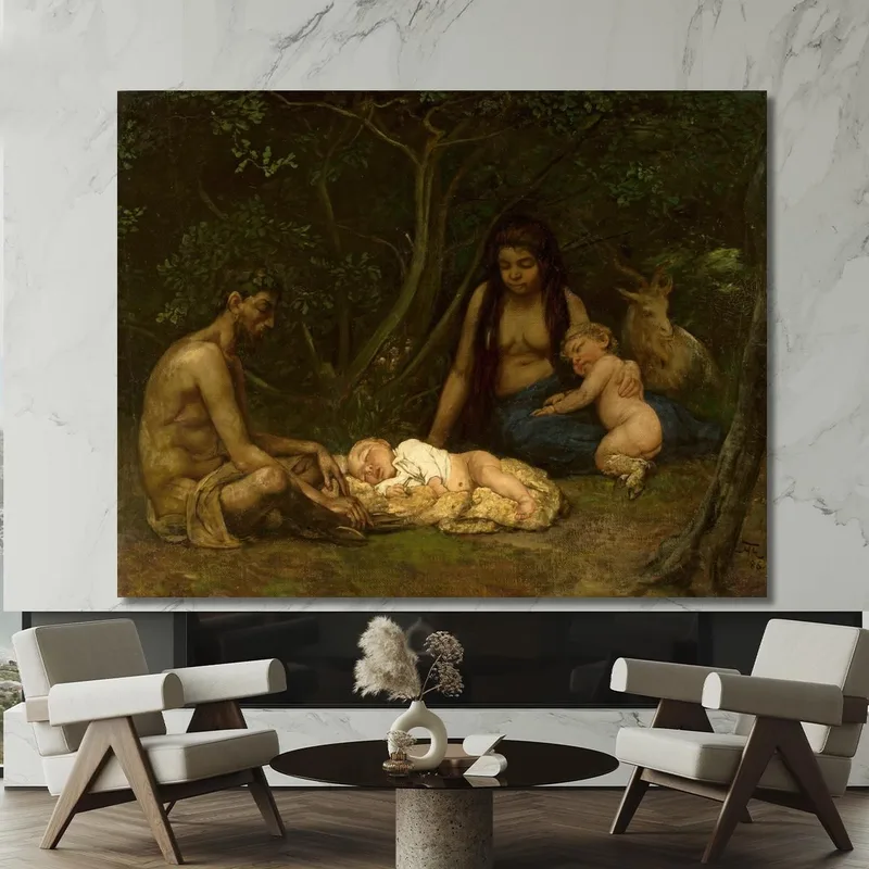 Satyr'S Family Bringing Up Of Zeus Hans Thoma