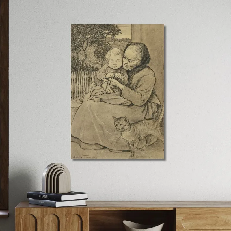 Seated Old Woman With Child Hans Thoma