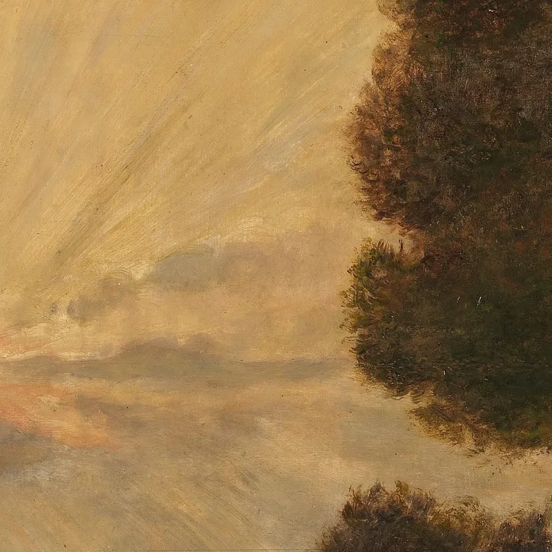 Sonnenuntergang Am Oberrhein Hans Thoma