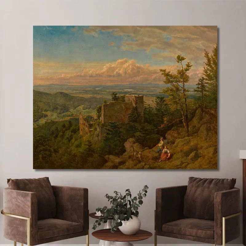 The Ruins Of The Castle At Hohenbaden Looking Out Over The Rhine Valley Hans Thoma
