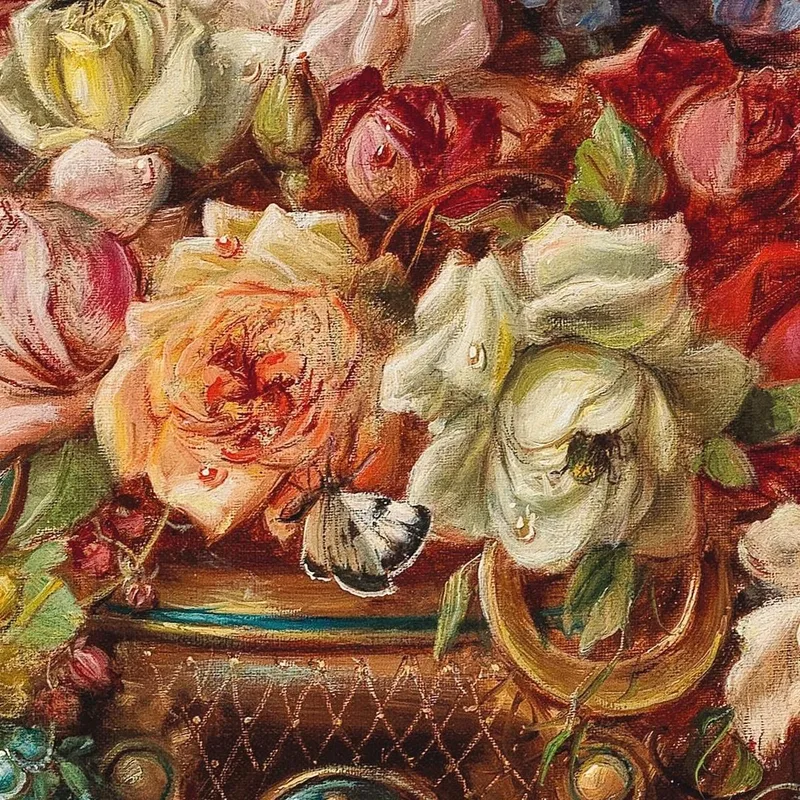 Rich Flower Still Life With Bluetit In Front Of A Wide Landscape Hans Zatzka