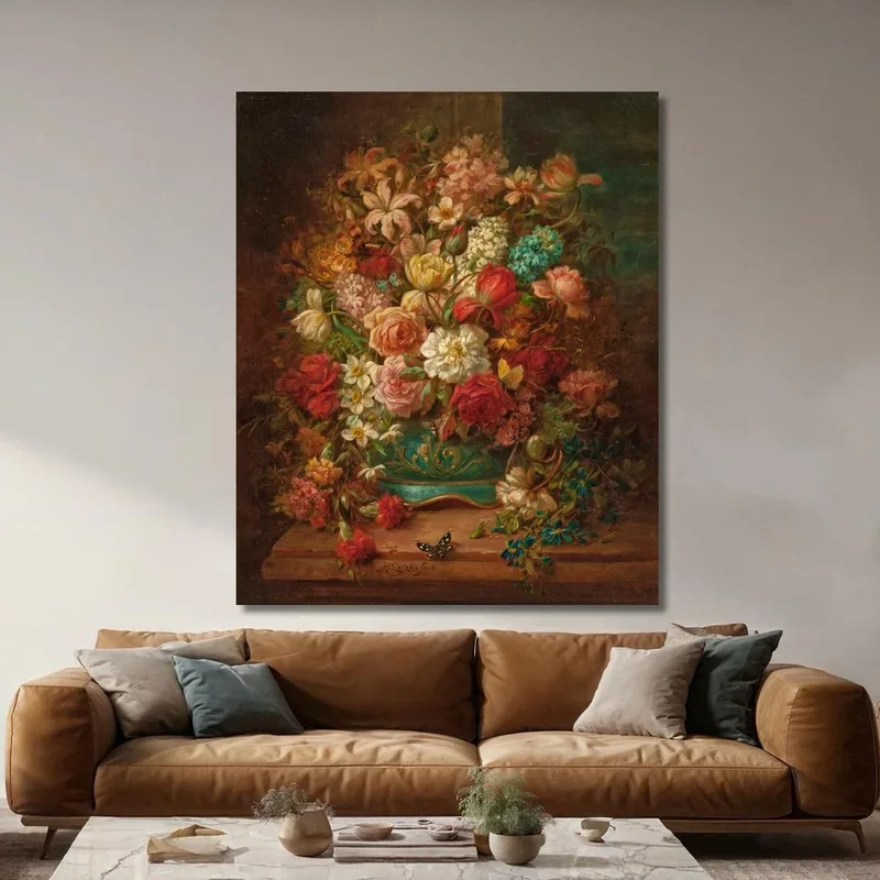 Naturaleza Muerta Con Flores Y Mariposas Hans Zatzka