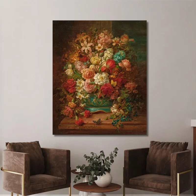 Naturaleza Muerta Con Flores Y Mariposas Hans Zatzka