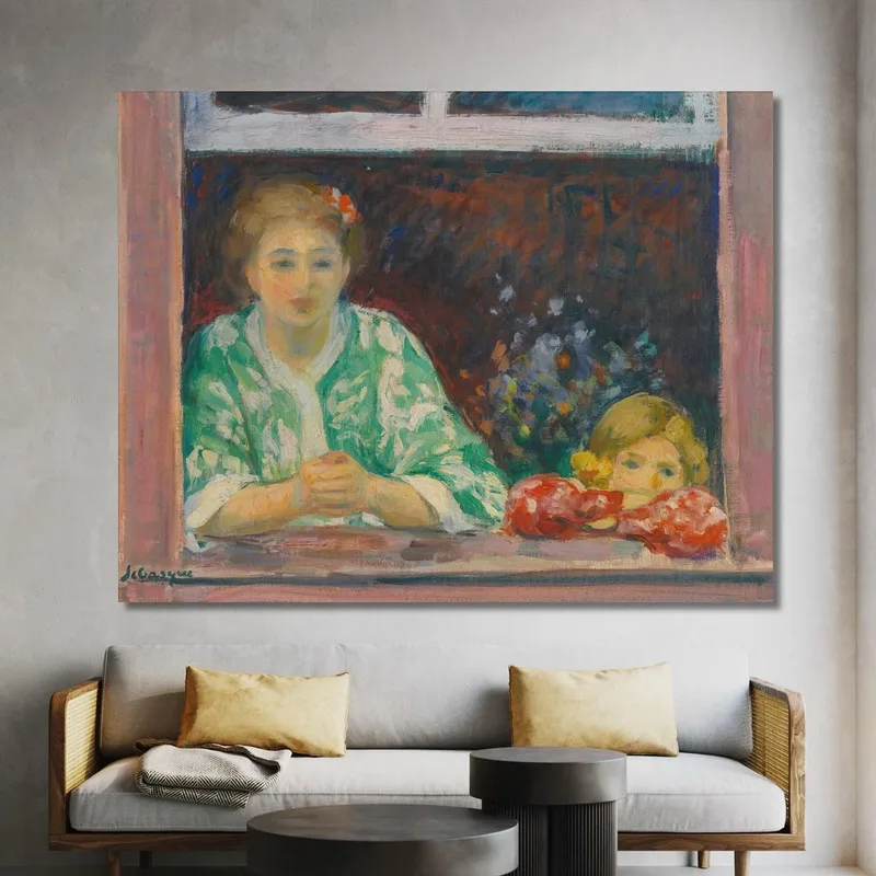 Donna E Bambina Alla Finestra Henri Lebasque