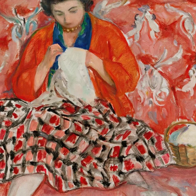 Junges Mädchen Näht Auf Einem Sofa Henri Lebasque