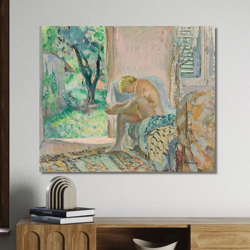 Nude Sitting On Sofa Near Window Henri Lebasque