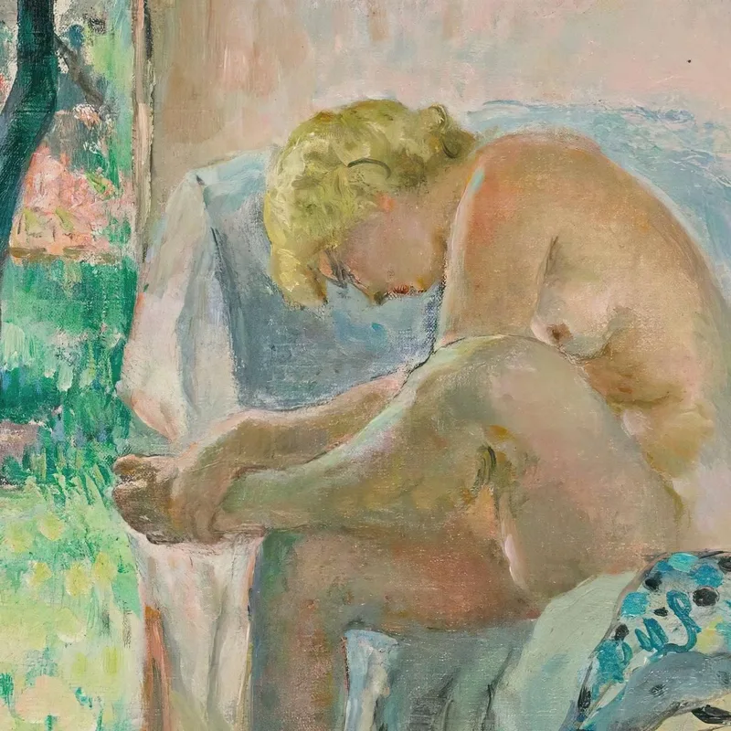 Nude Sitting On Sofa Near Window Henri Lebasque