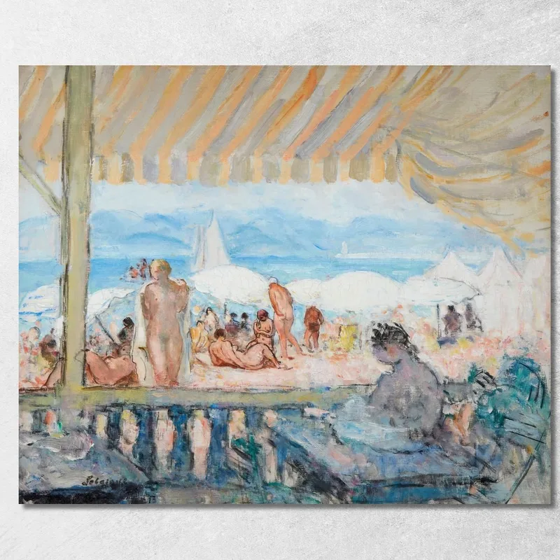 Veranda Am Strand Von Cannes Henri Lebasque drucken auf leinwand