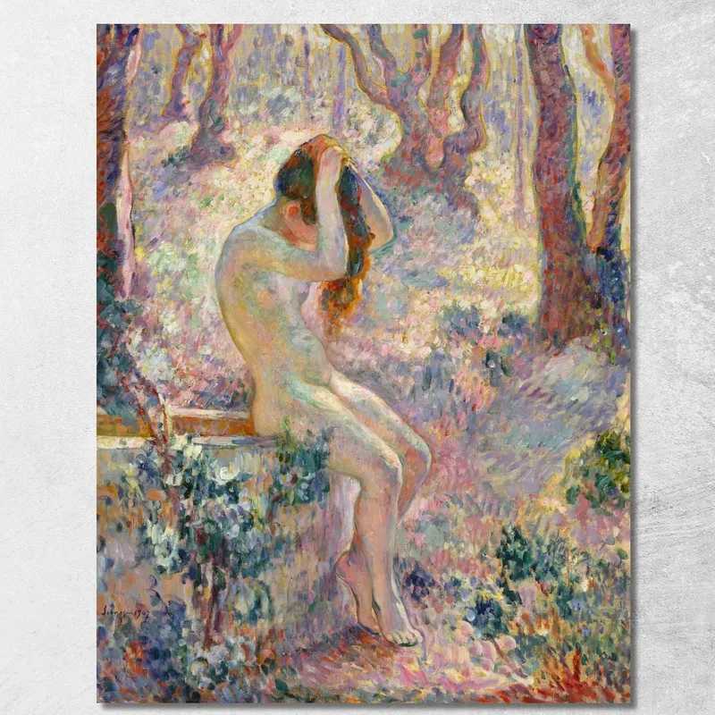 Junger Akt Am Rande Eines Brunnens Sitzend Henri Lebasque drucken auf leinwand