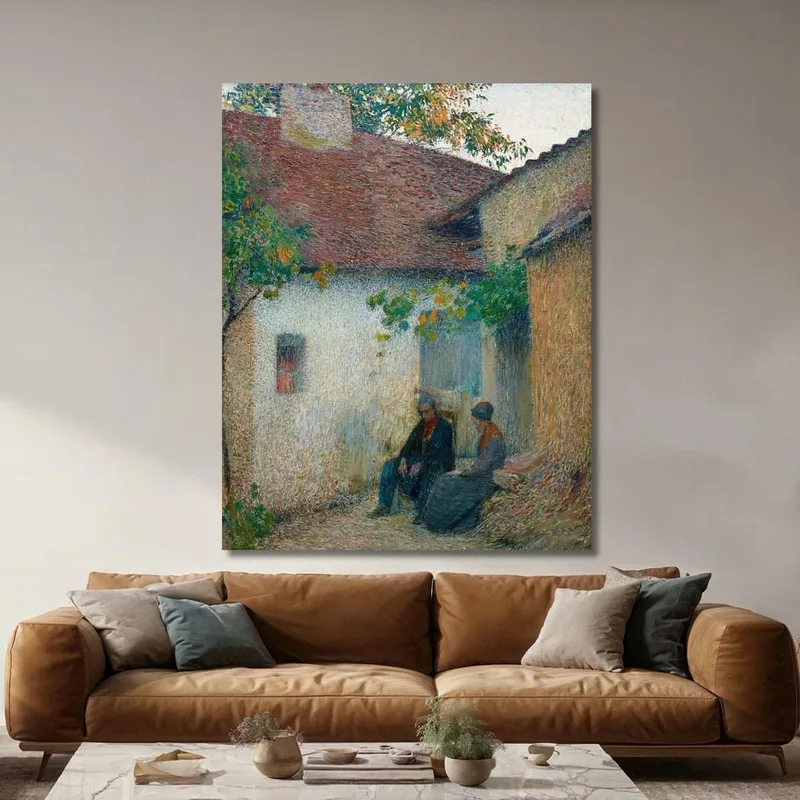 Pareja Conversando Frente A La Granja Henri Martin