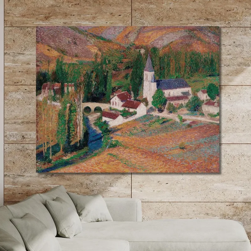 The Church Of Labastide-Du-Vert With The Bridge And The River On An Autumn Evening Henri Martin