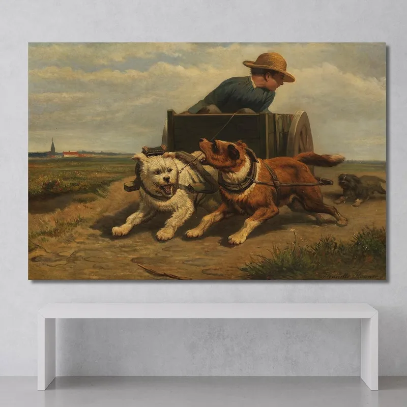 Garçon Avec Une Charrette À Chien Henriëtte Ronner-Knip