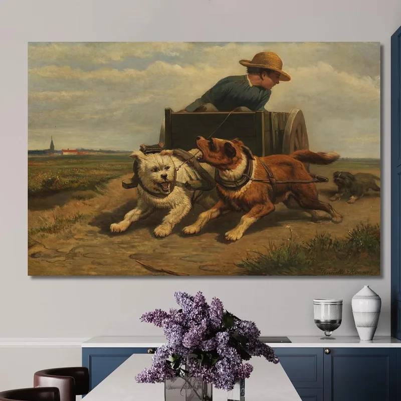 Garçon Avec Une Charrette À Chien Henriëtte Ronner-Knip