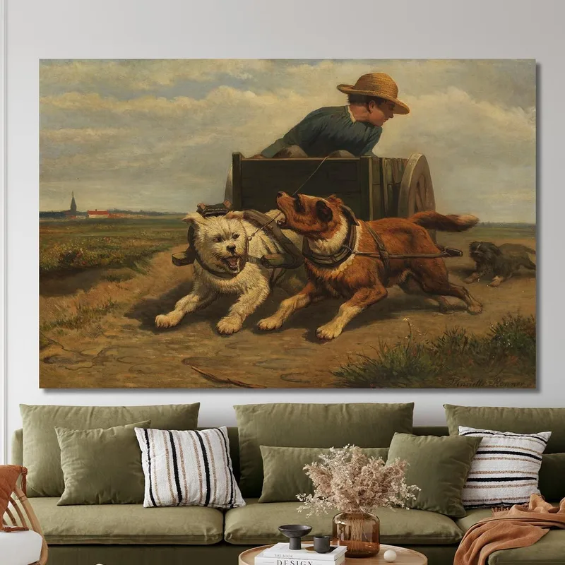 Garçon Avec Une Charrette À Chien Henriëtte Ronner-Knip
