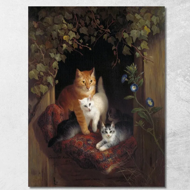 Gato Con Gatitos Henriëtte Ronner-Knip cuadro en lienzo