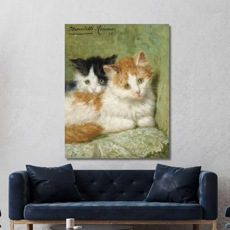 Zwei Kätzchen Auf Einem Kissen Sitzend Henriëtte Ronner-Knip