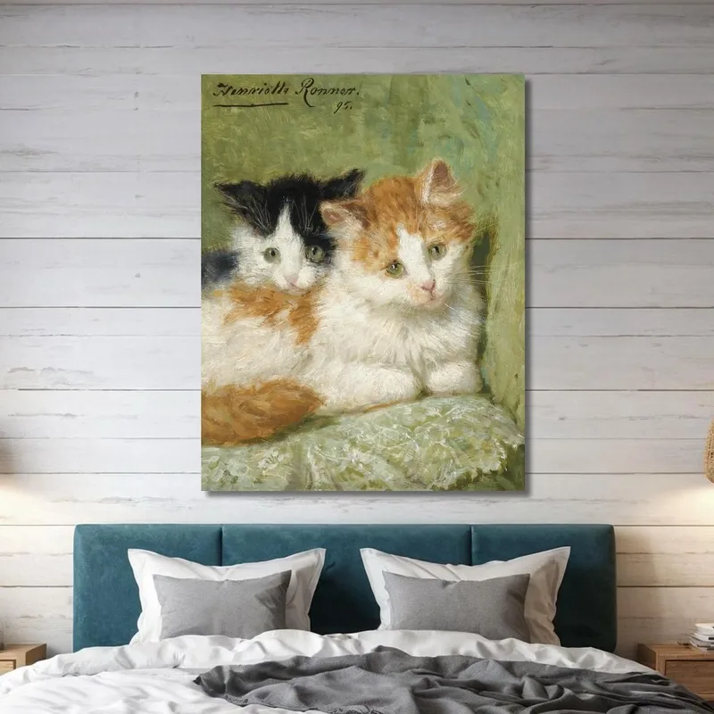 Zwei Kätzchen Auf Einem Kissen Sitzend Henriëtte Ronner-Knip