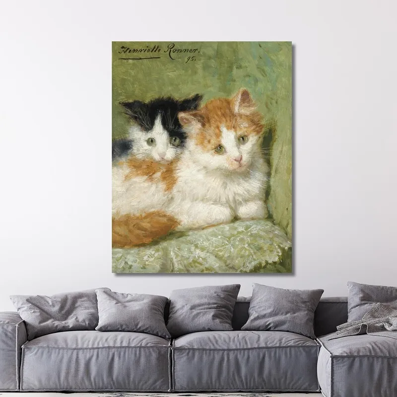 Zwei Kätzchen Auf Einem Kissen Sitzend Henriëtte Ronner-Knip