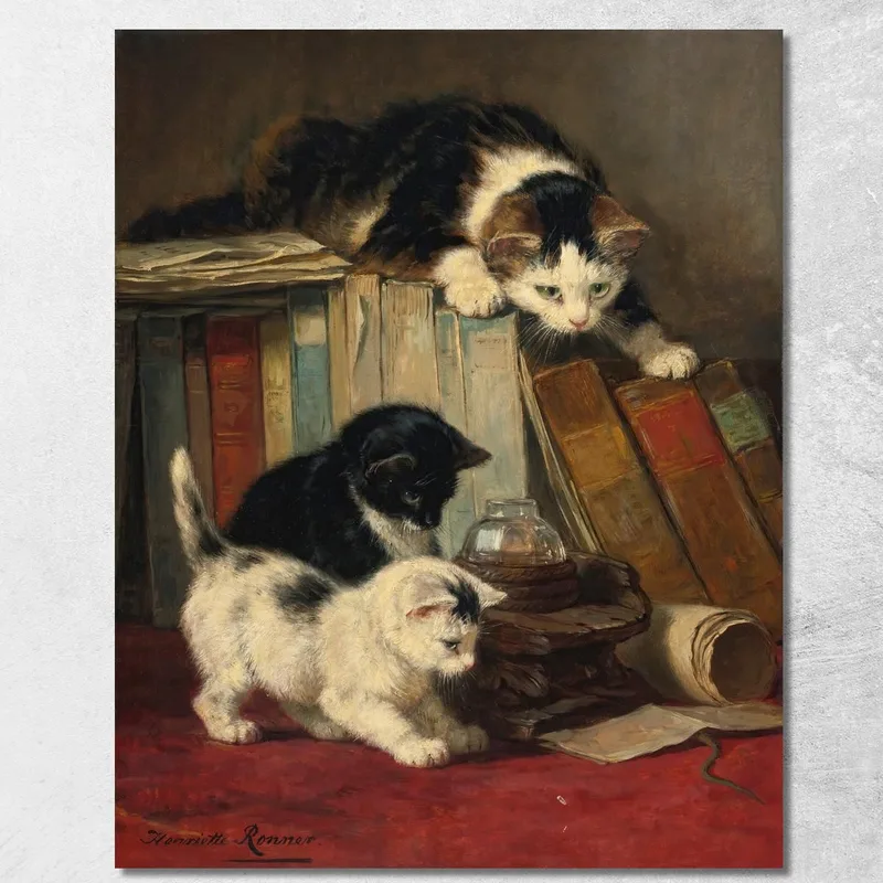 Osservando La Preda 2 Henriëtte Ronner-Knip quadro stampa su tela