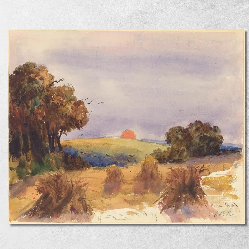 Un Campo De Trigo Al Atardecer Hercules Brabazon cuadro en lienzo