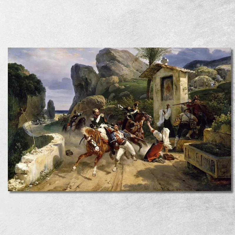 Briganti Italiani Sorpresi Dalle Truppe Papali Horace Vernet quadro stampa su tela