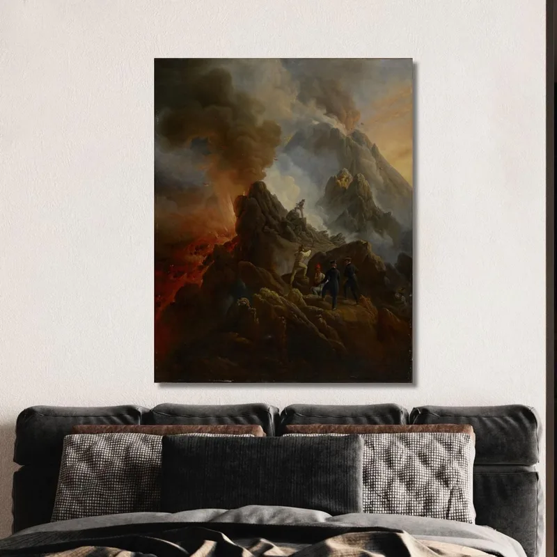 Der Vesuv Bricht Aus Der Künstler Und Sein Vater Carle Vernet Im Vordergrund Horace Vernet