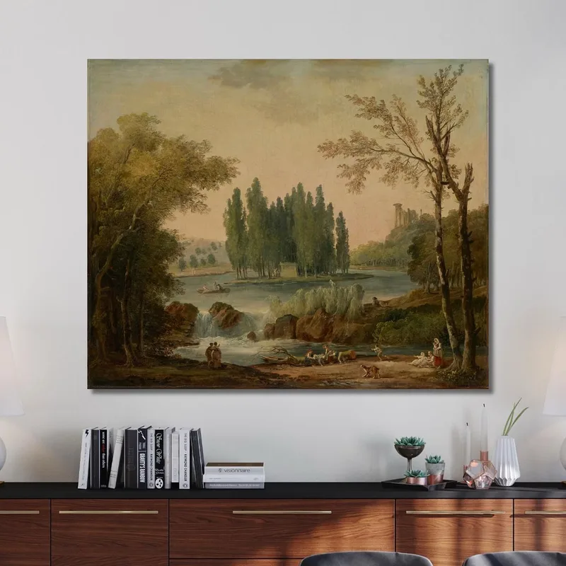 A View Of The Park At Ermenonville With The Tomb Of Jean-Jacques Rousseau Hubert Robert