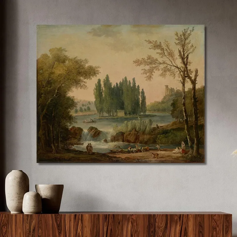 A View Of The Park At Ermenonville With The Tomb Of Jean-Jacques Rousseau Hubert Robert
