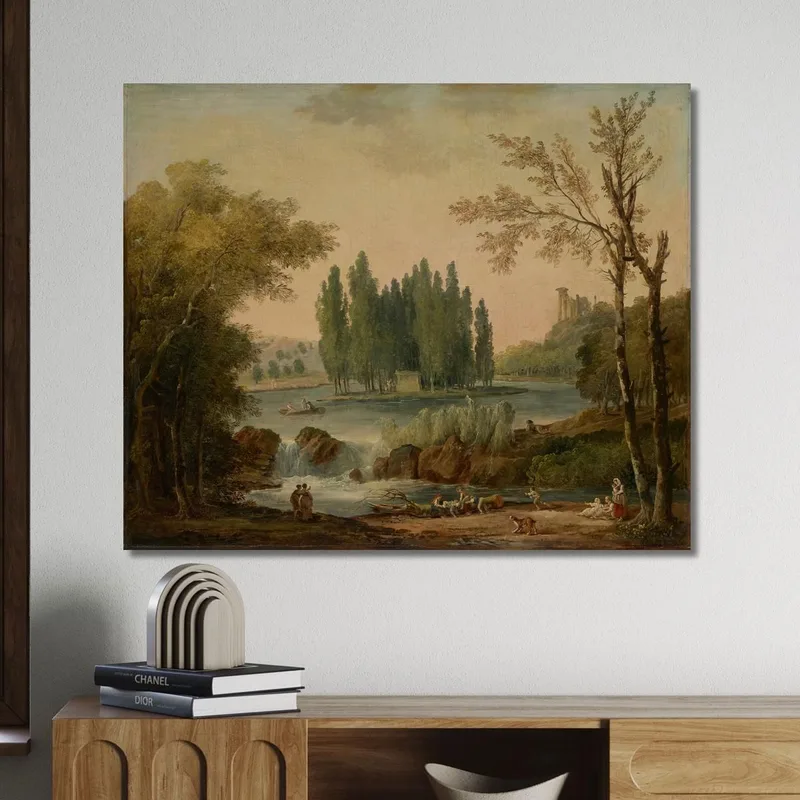 A View Of The Park At Ermenonville With The Tomb Of Jean-Jacques Rousseau Hubert Robert