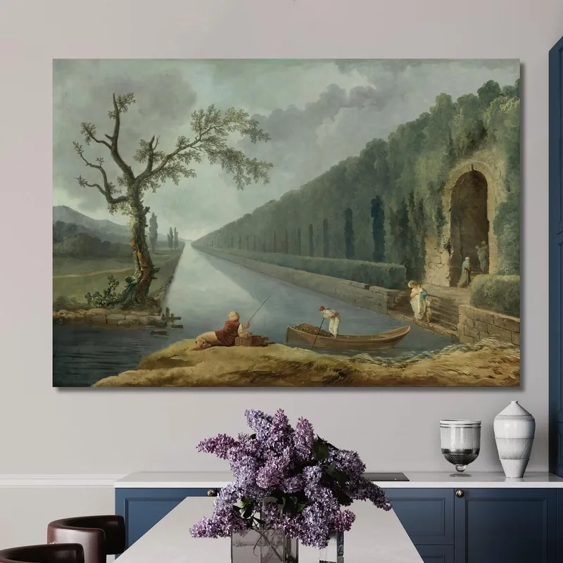 Scène De Jardin Avec Un Canal Hubert Robert