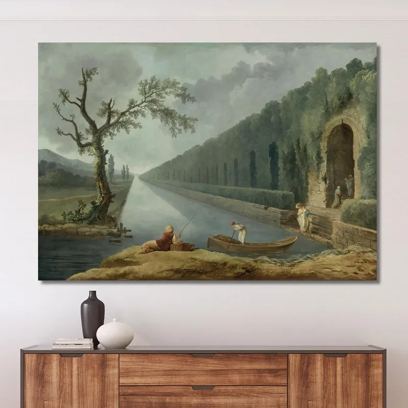 Scène De Jardin Avec Un Canal Hubert Robert