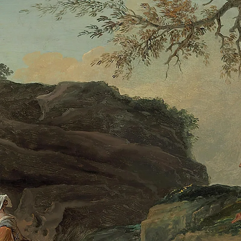 La Cascade Ein Felsiger Hügel Mit Einer Bäuerin Und Kind Hubert Robert