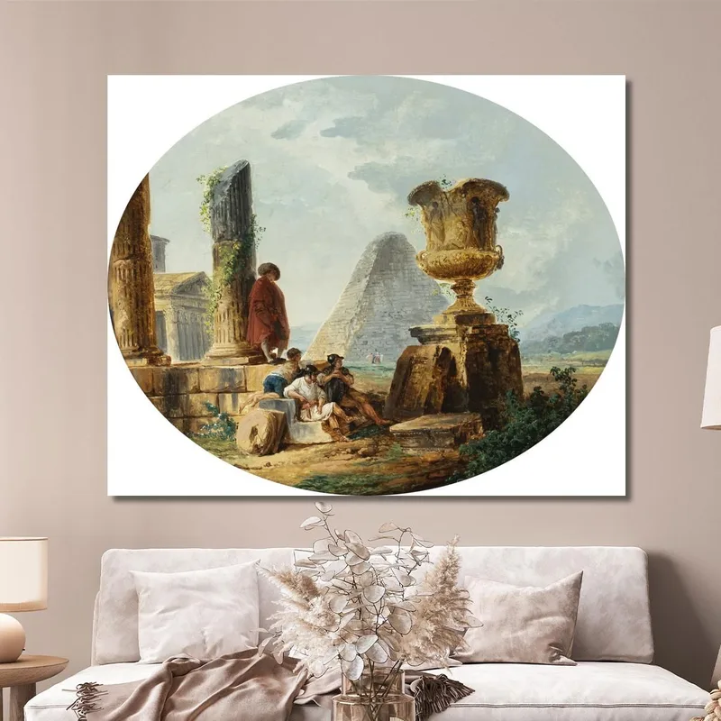 Paisaje Con Soldados Y Una Pirámide Hubert Robert