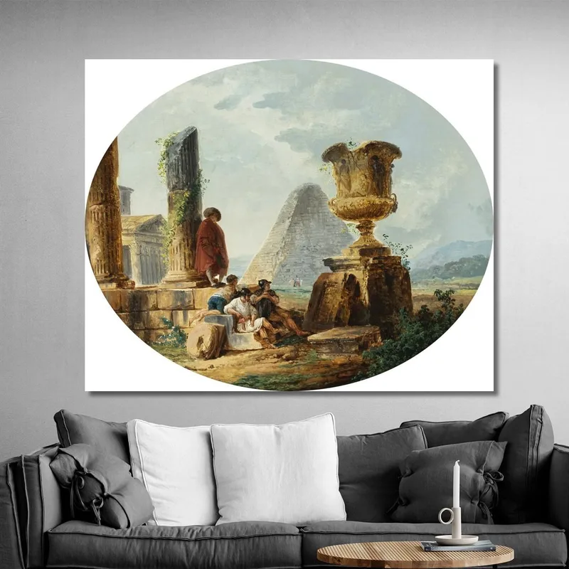Paisaje Con Soldados Y Una Pirámide Hubert Robert