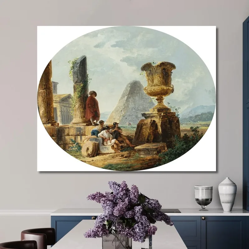 Paisaje Con Soldados Y Una Pirámide Hubert Robert