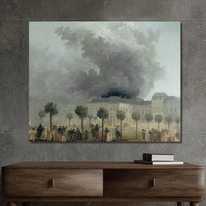 The Fire At The Opera Seen From The Gardens Of The Palais-Royal Hubert Robert
