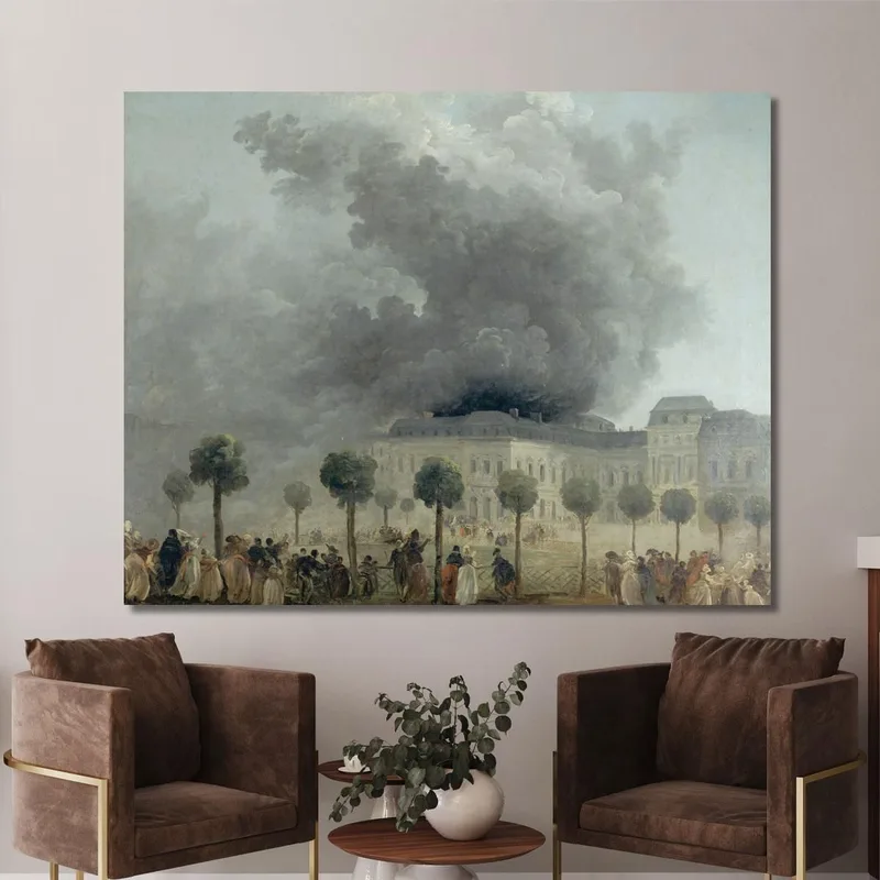 The Fire At The Opera Seen From The Gardens Of The Palais-Royal Hubert Robert