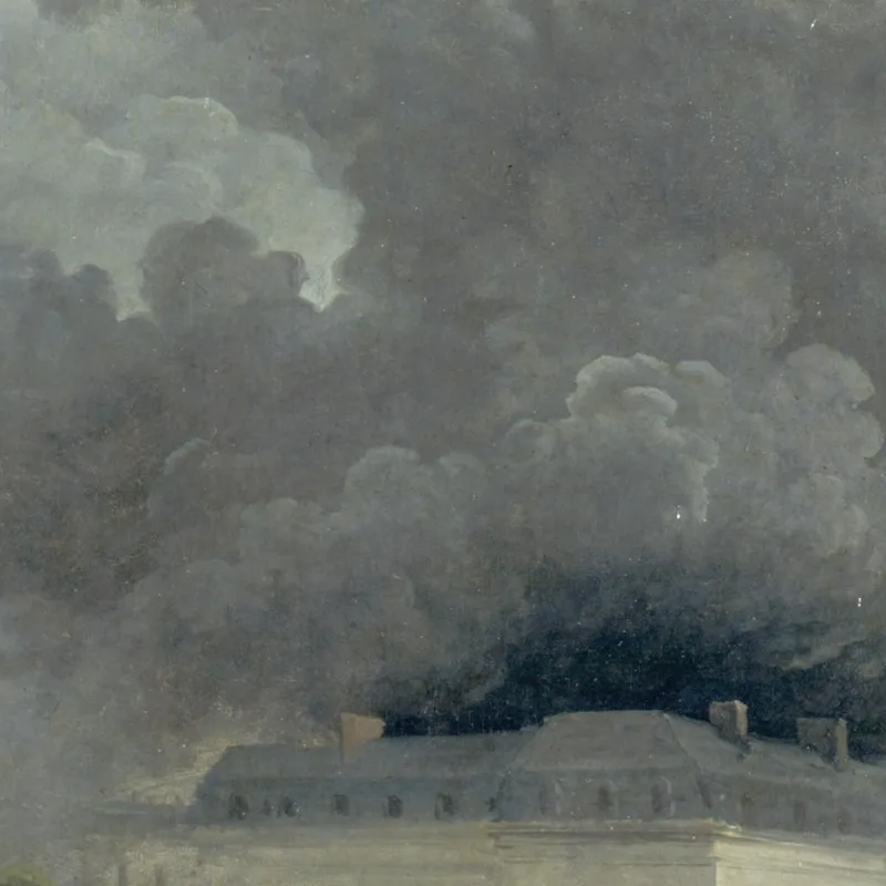 The Fire At The Opera Seen From The Gardens Of The Palais-Royal Hubert Robert