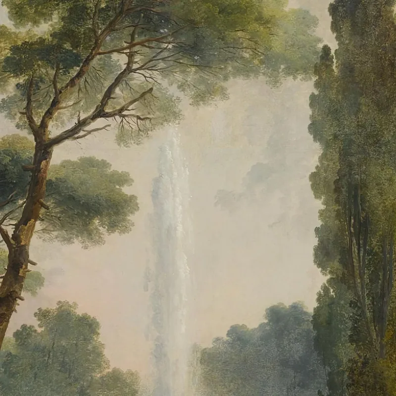 Vista Di Un Giardino Con Una Grande Fontana Al Centro E Figure Che Si Rilassano E Ballano In Primo Piano Hubert Robert