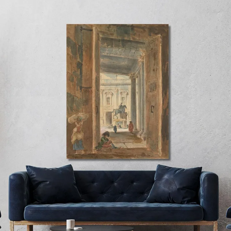 Blick Auf Das Kapitol Mit Der Statue Des Marcus Aurelius Hubert Robert